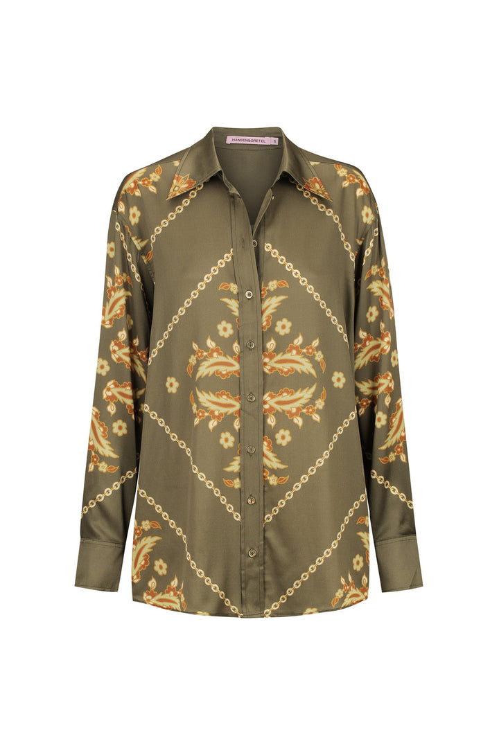 Manny Silk Shirt - Sage Tile