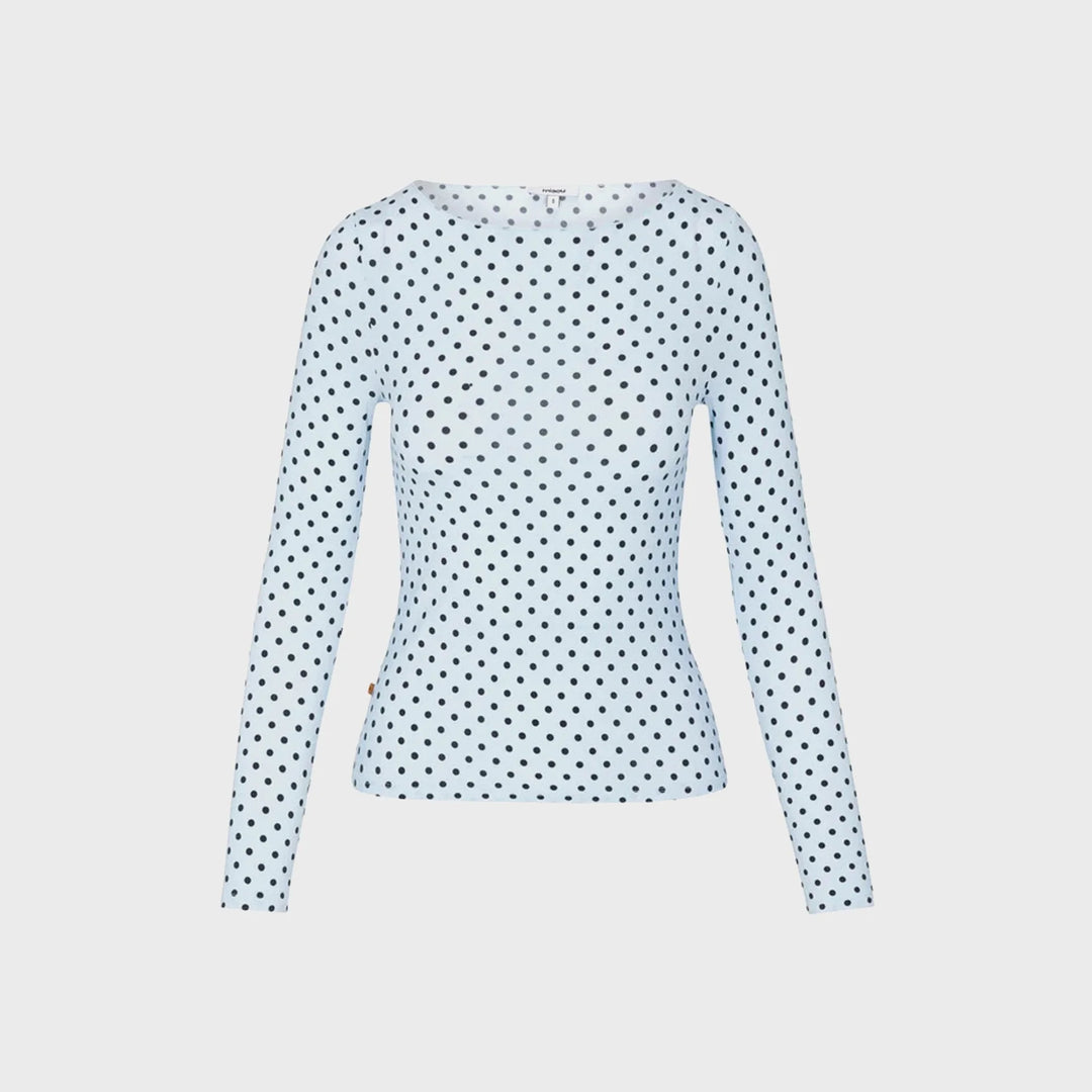Amelia Top - Blue Small Dot