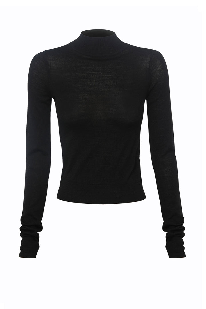 Maine Turtleneck Merino Top - Black