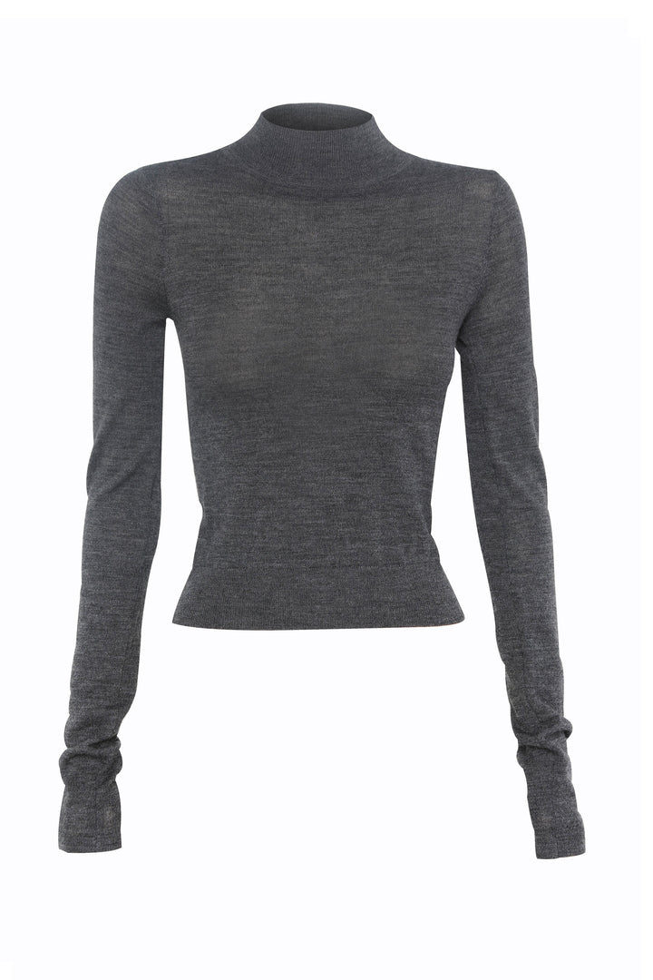 Maine Turtleneck Merino Top - Charcoal