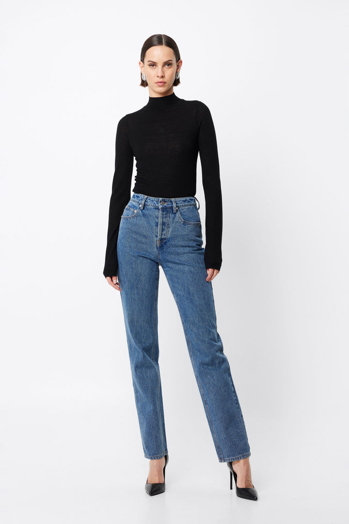 Maine Turtleneck Merino Top - Black