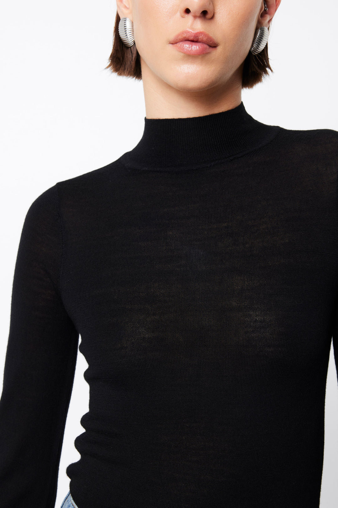Maine Turtleneck Merino Top - Black