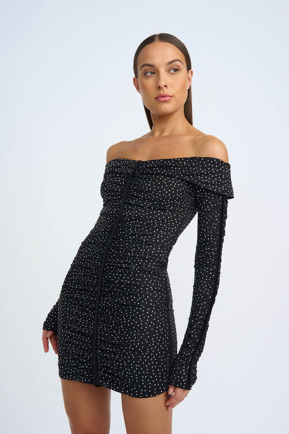 Night Shine Party Mini Dress - Black Sparkle