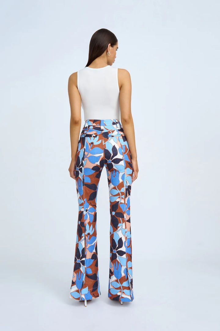 Ophelia Floral Flare Pant - Navy Tan Brn