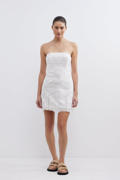 BONITA STRAPLESS DRESS - WHITE