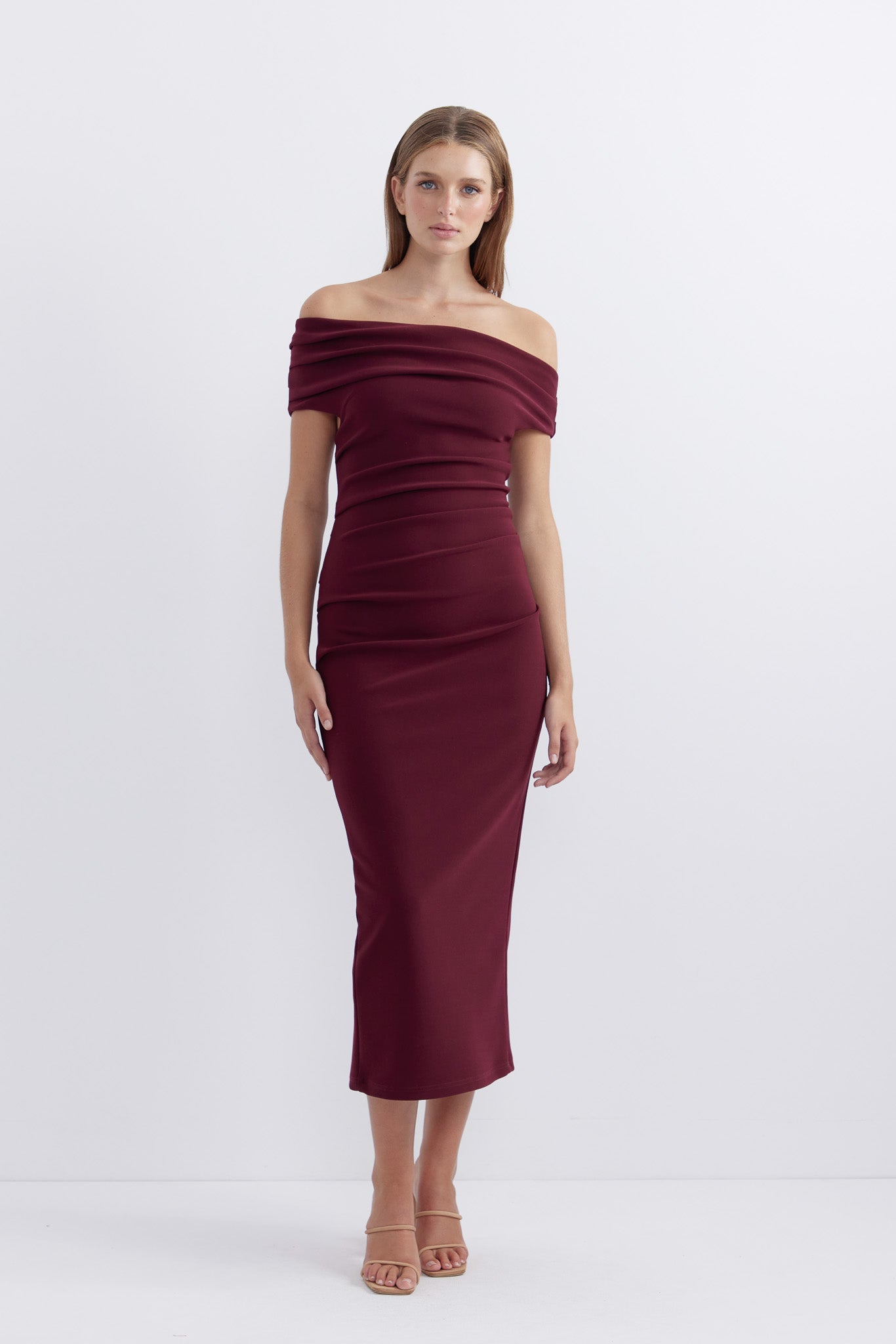 Evie Shoulder Midi Wine