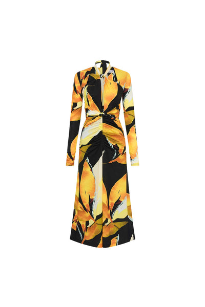 PETALS OF PARADISE LONG SLEEVE MIDI DRESS