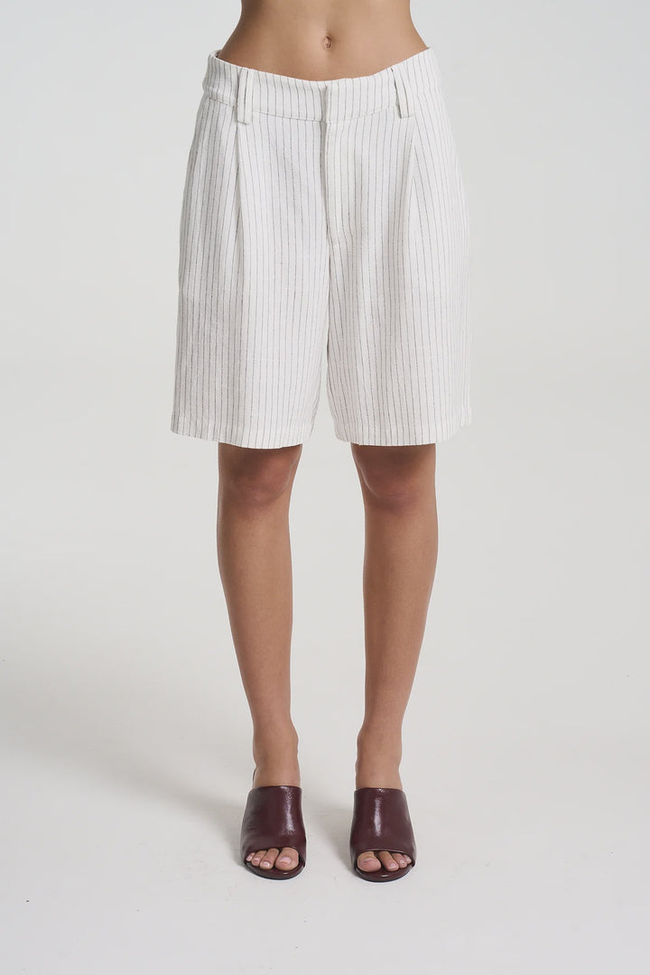 Pleated Bermuda Short - Pinstripe