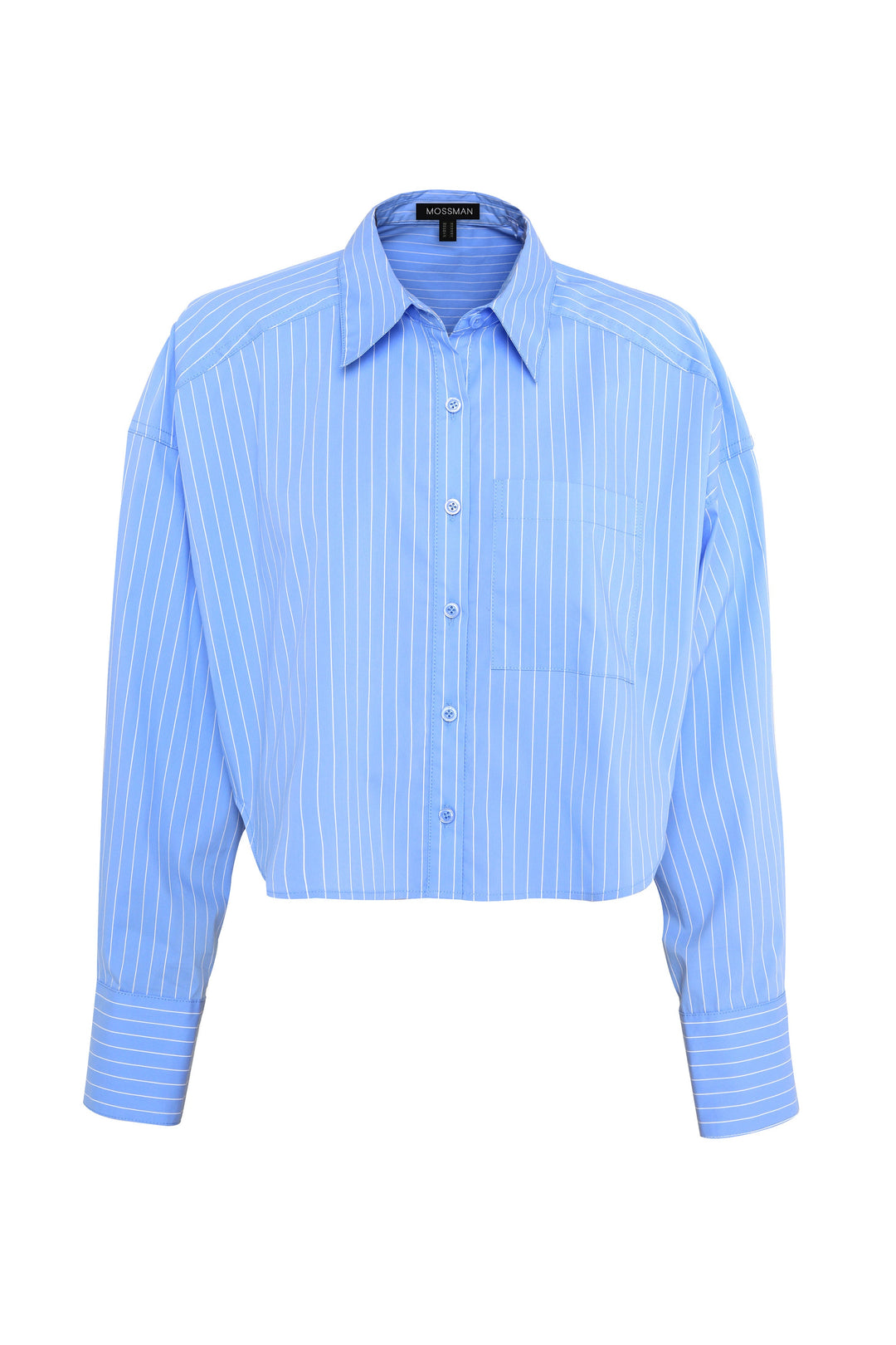 Repeat After Me Cropped Shirt - Blue Stripe