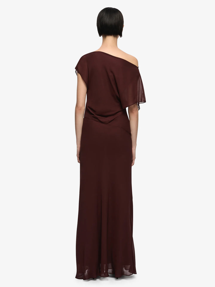 AMANDA DRAPE MAXI DRESS - RAISIN