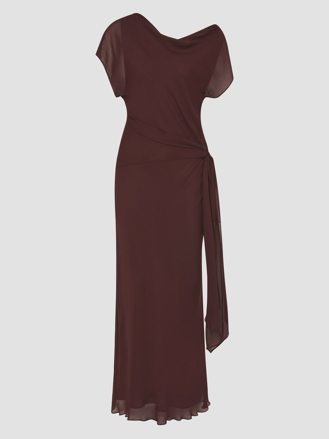AMANDA DRAPE MAXI DRESS - RAISIN