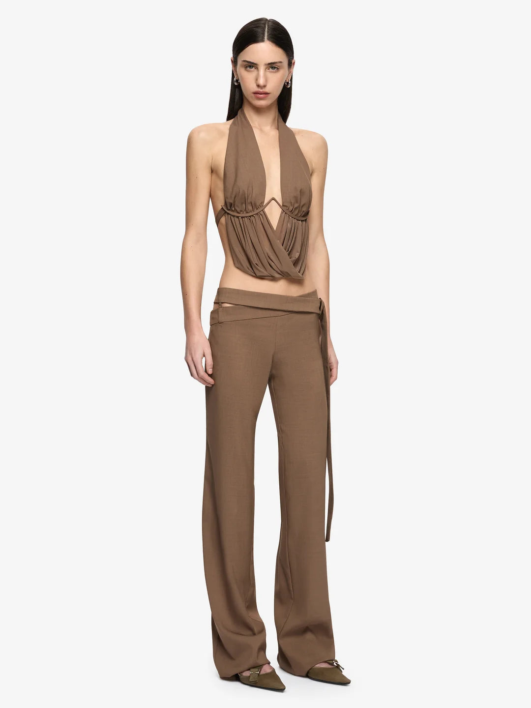 MIKA DRAPE TOP - TAUPE