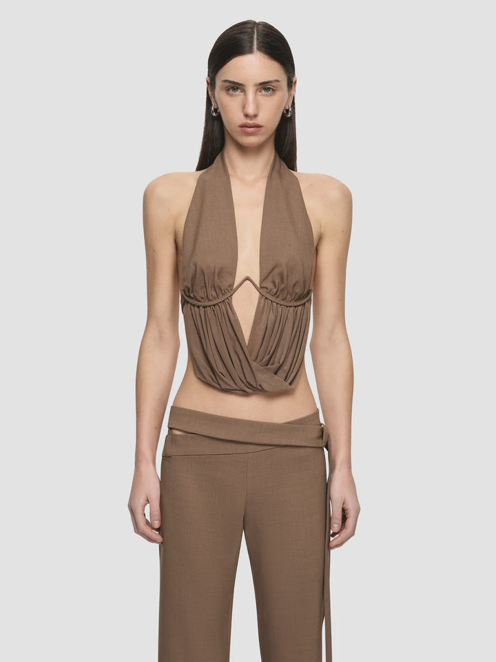 MIKA DRAPE TOP - TAUPE