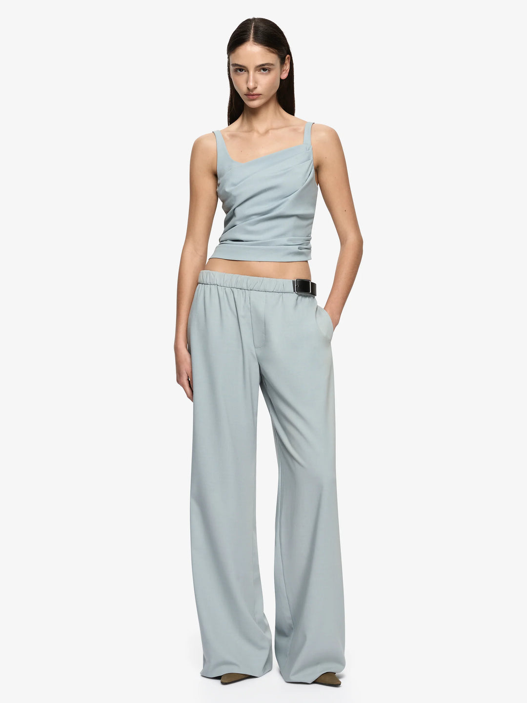 SELINA ASYM TOP - STONE BLUE