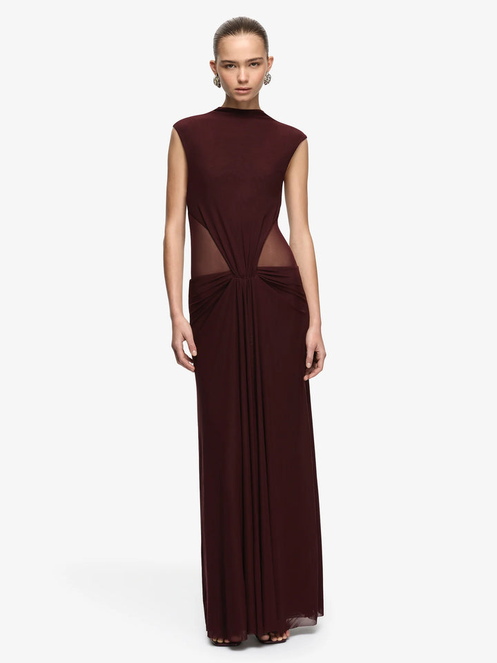 ODEA GATHERED MAXI DRESS - PLUM