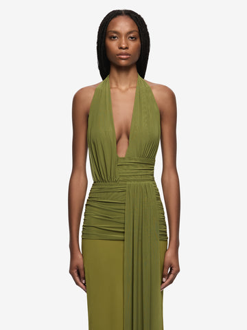 CASSIS DRAPE MAXI DRESS - FERN
