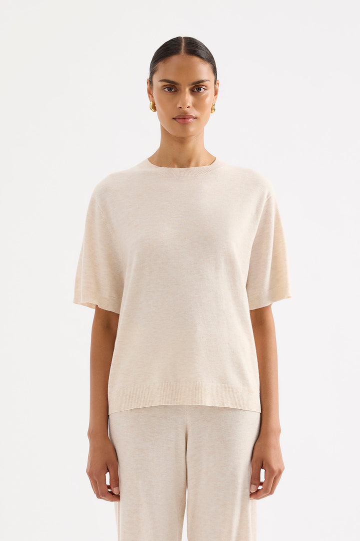 Rae Knit Tee - Cream Marle