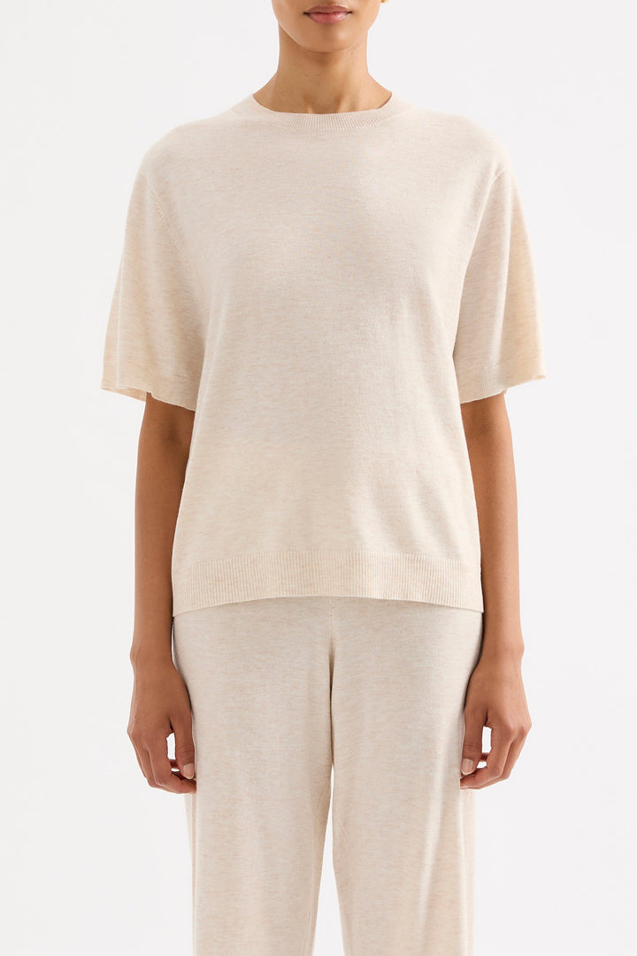 Rae Knit Tee - Cream Marle