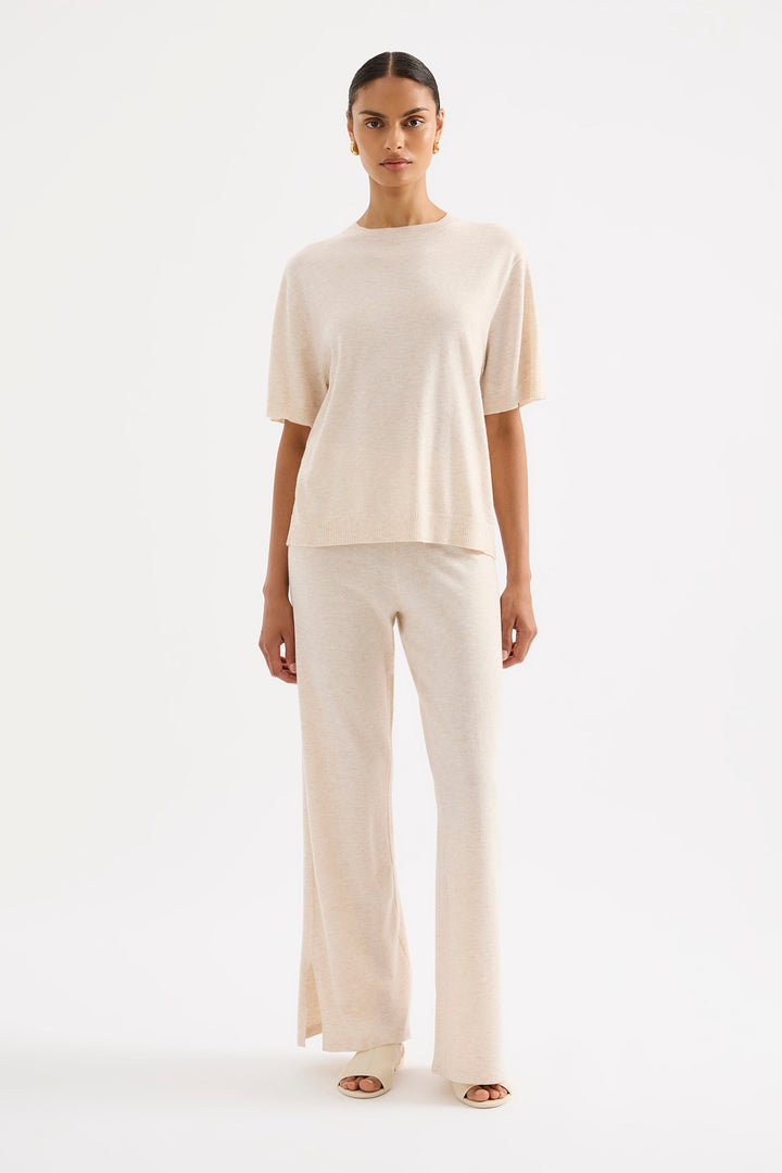 Rae Knit Pant - Cream Marle