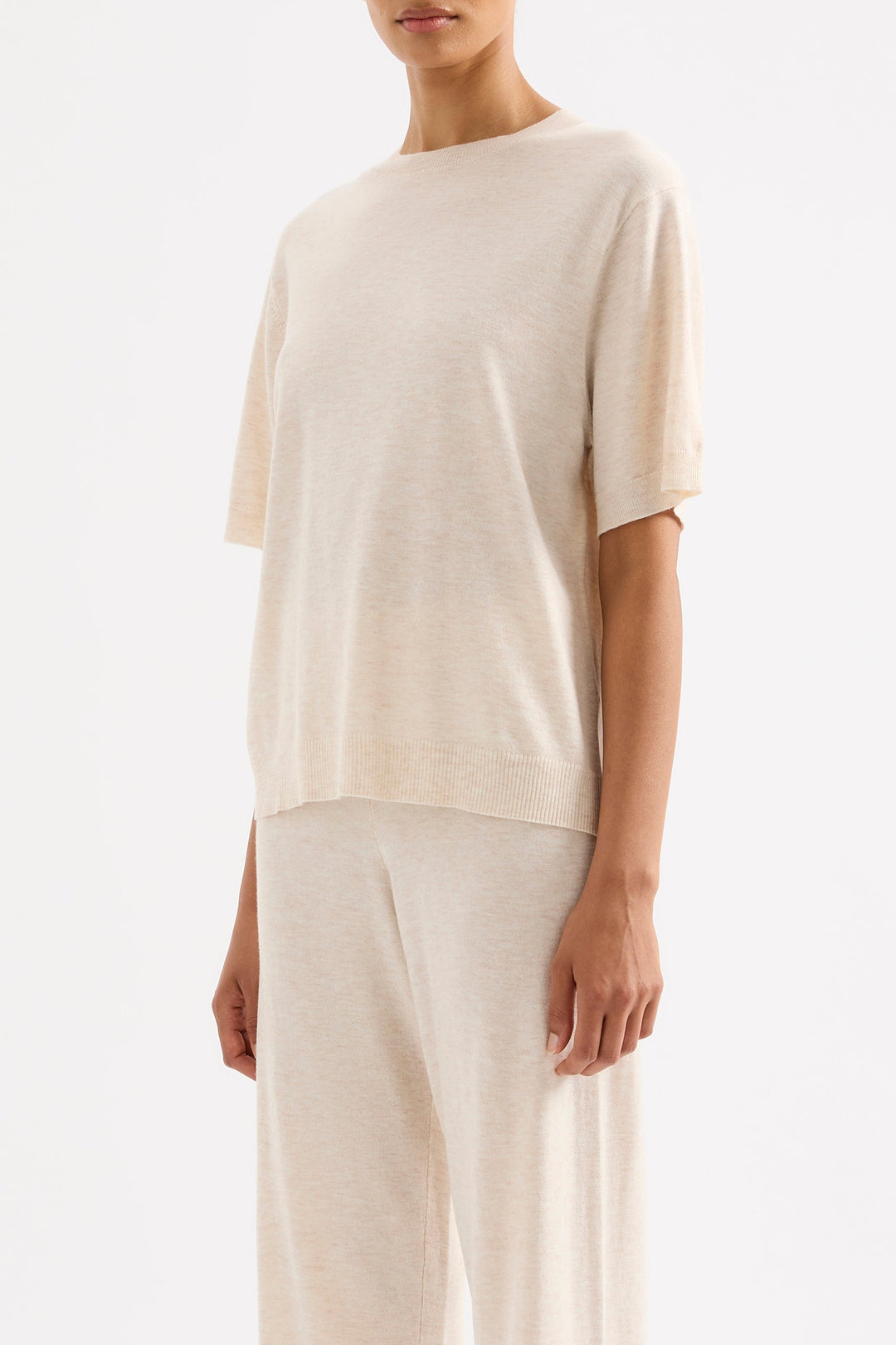 Rae Knit Tee - Cream Marle