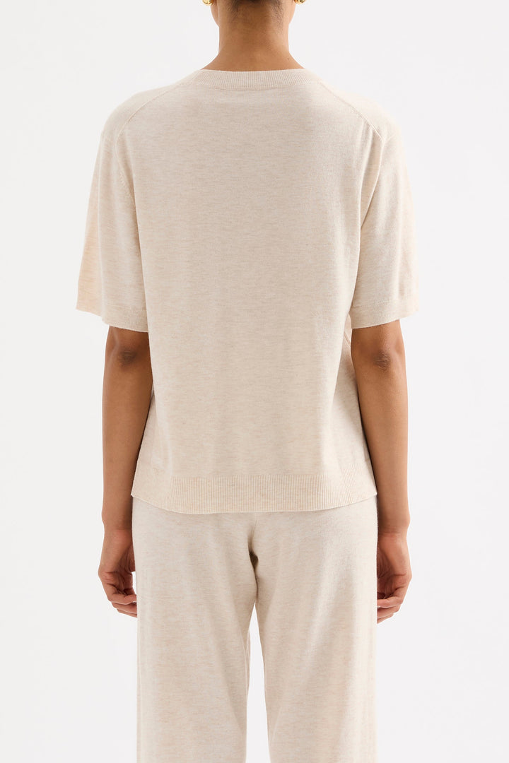Rae Knit Tee - Cream Marle
