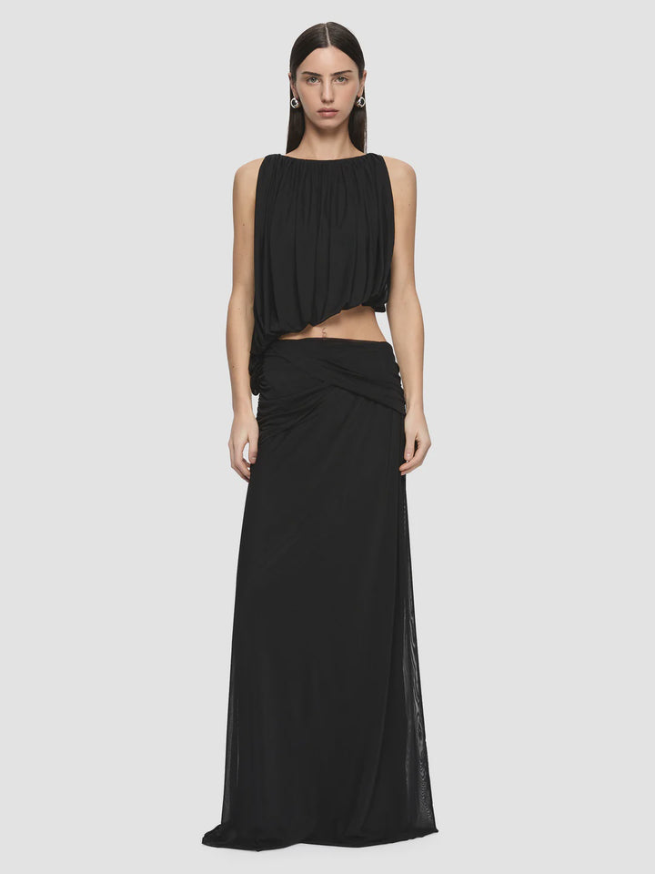 ANYA GATHERED MAXI DRESS - BLACK