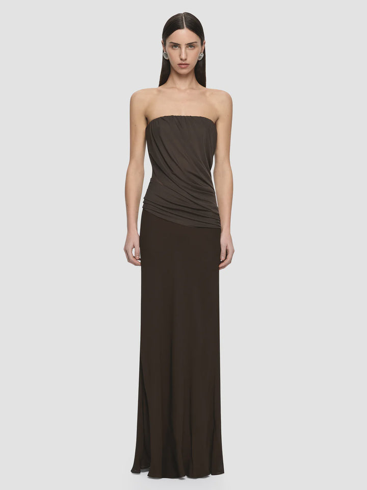 XANTHI STRAPLESS MAXI DRESS - BITTER CHOC