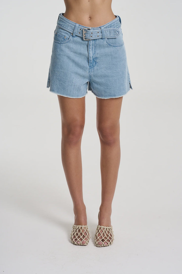 Denim Belt Short - Sky Blue Denim