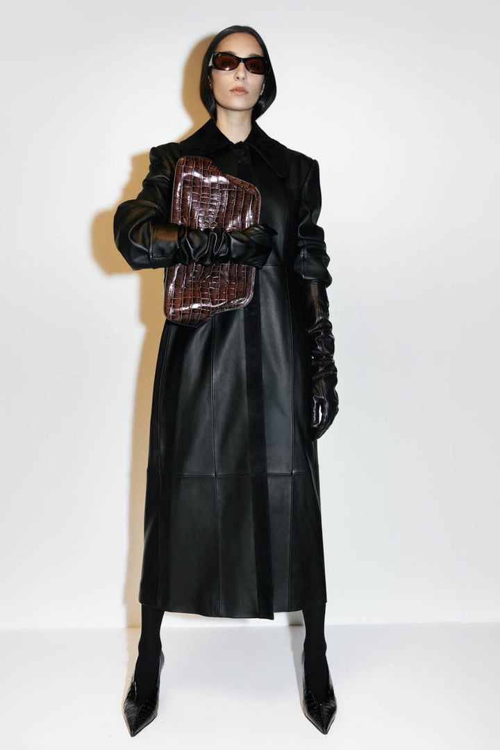 YAZ LEATHER COAT - BLACK