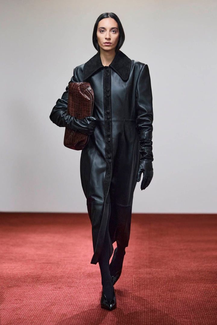 YAZ LEATHER COAT - BLACK