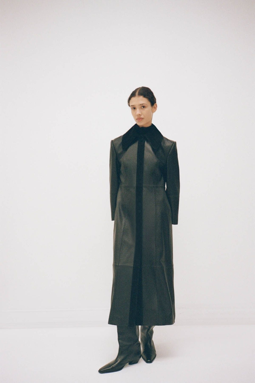 YAZ LEATHER COAT - BLACK