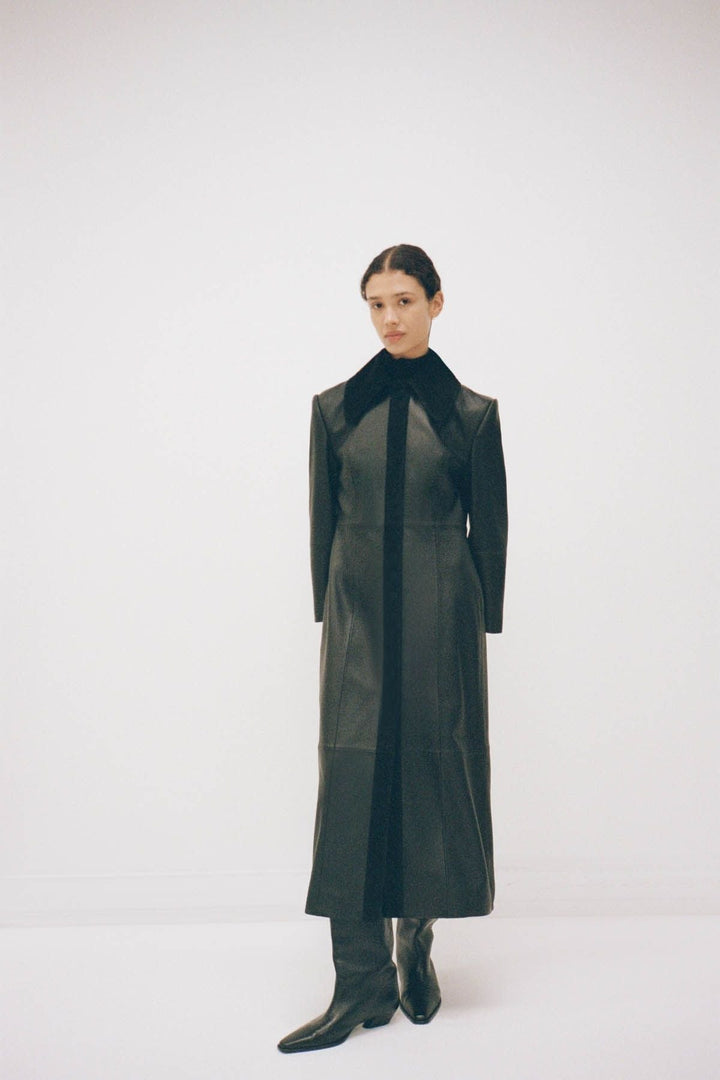 YAZ LEATHER COAT - BLACK