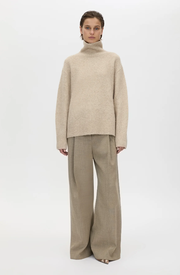 Leonie Turtleneck Knit Sweater - Oatmeal marle