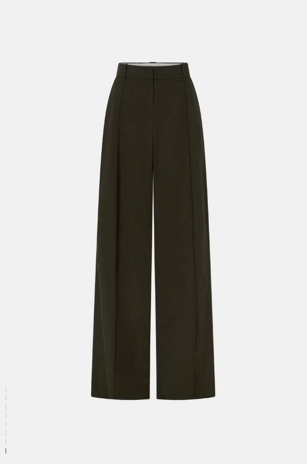 Una Straight Leg Pin Tuck Trouser - Dark Emerald