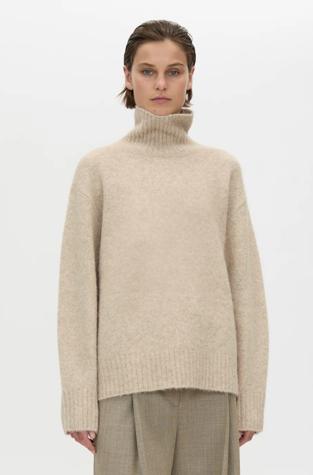 Leonie Turtleneck Knit Sweater - Oatmeal marle