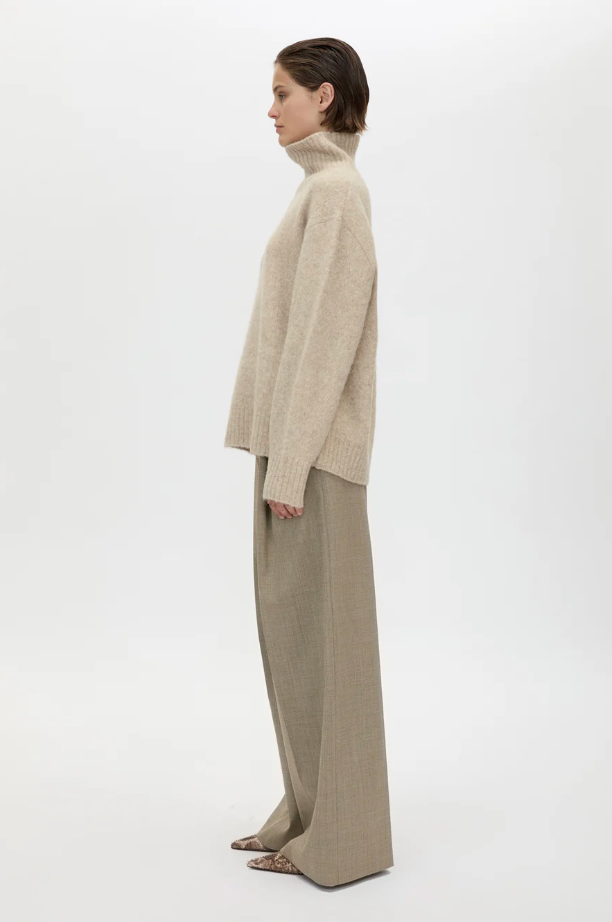 Leonie Turtleneck Knit Sweater - Oatmeal marle