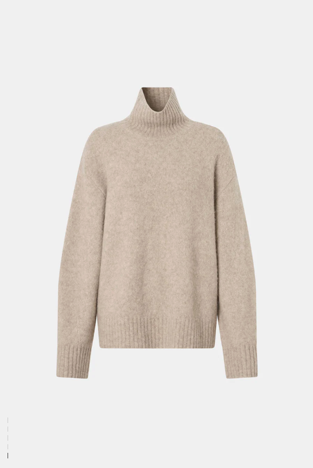 Leonie Turtleneck Knit Sweater - Oatmeal marle