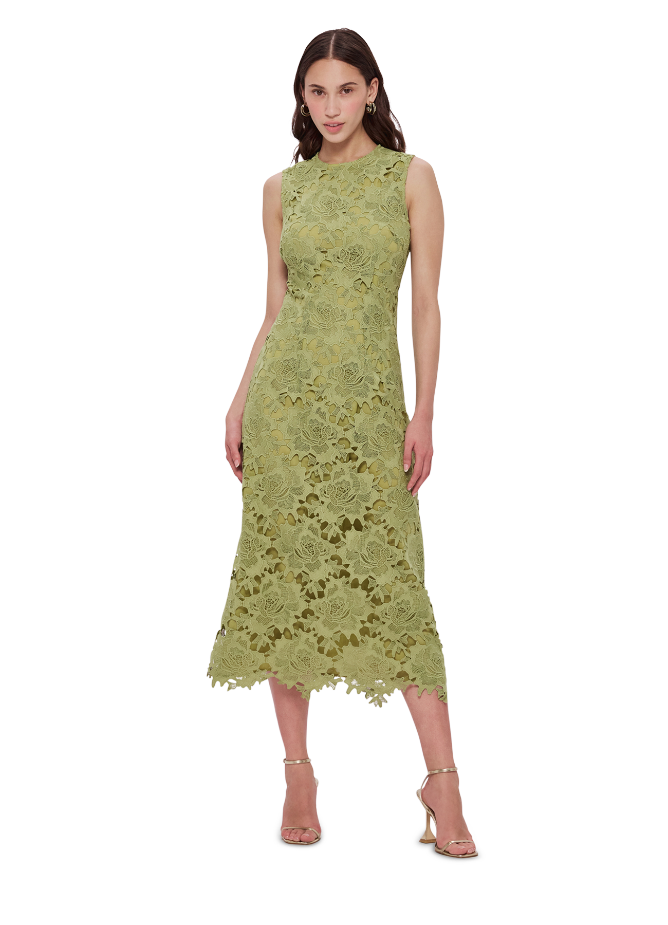 Sienna Lace Midi Dress - Olive