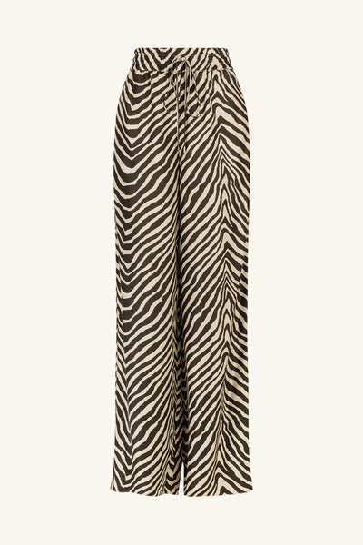 Sana Silk Relaxed Pant - Bone/Chocolate