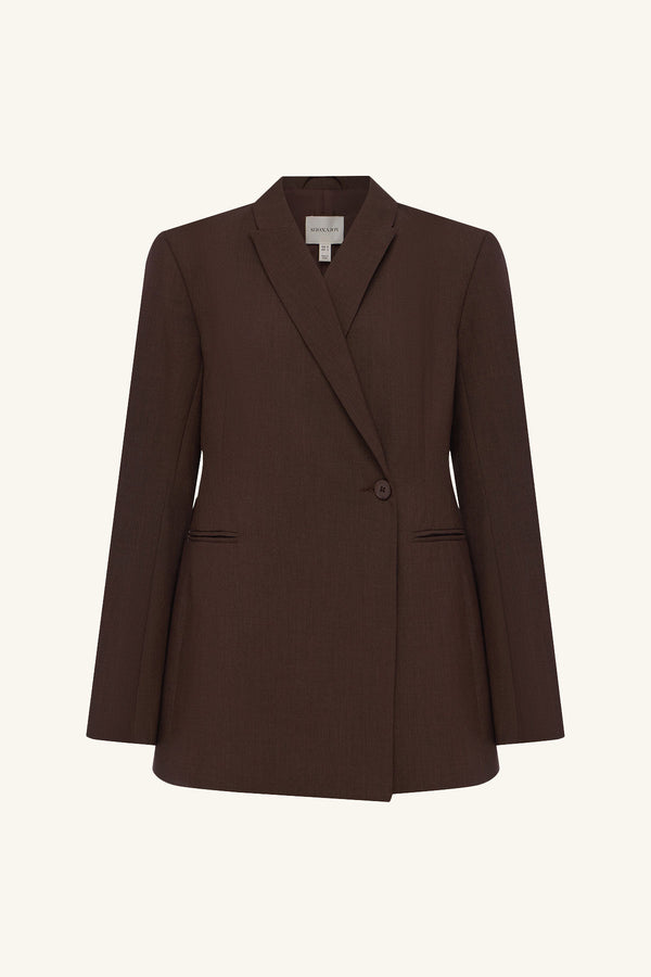 ASHER DOUBLE BREASTED BLAZER - RISTRETTO