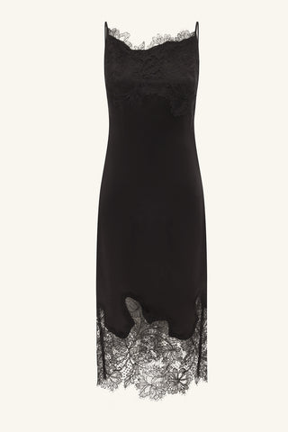 lucia lace slip midi dress - black