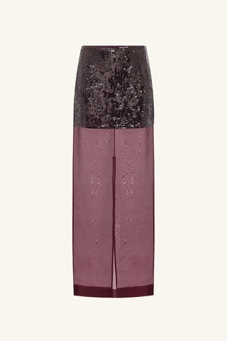 amerie silk sequin maxi skirt - port royale
