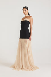 Beverly Gown - Black / Champagne Beige