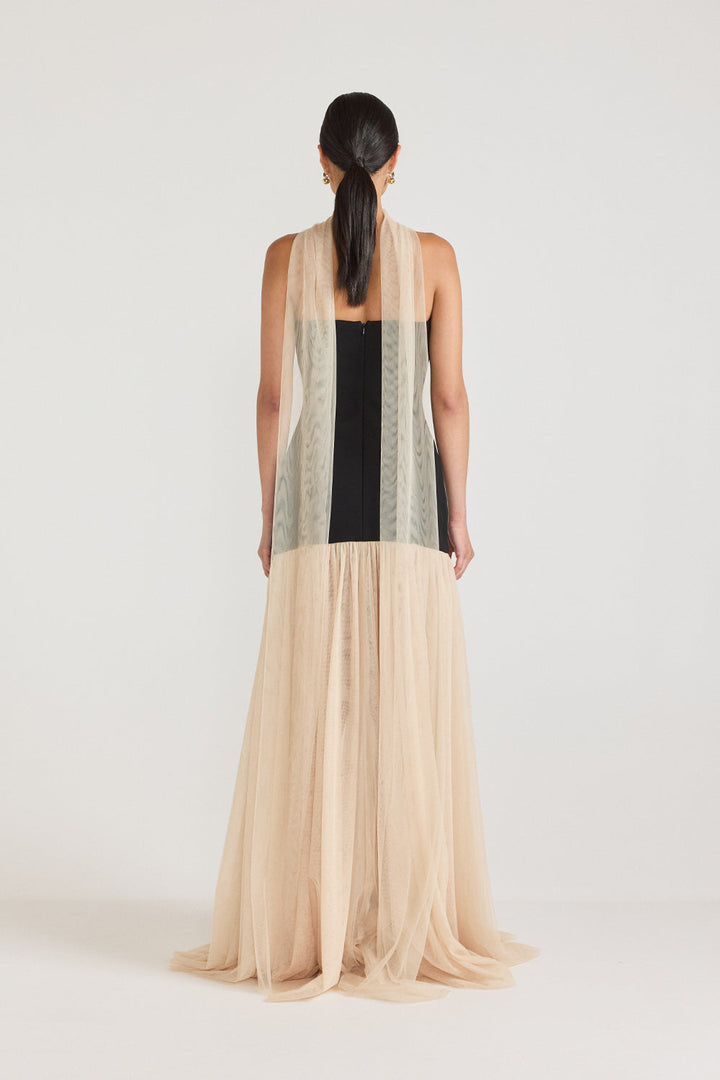 Beverly Gown - Black / Champagne Beige