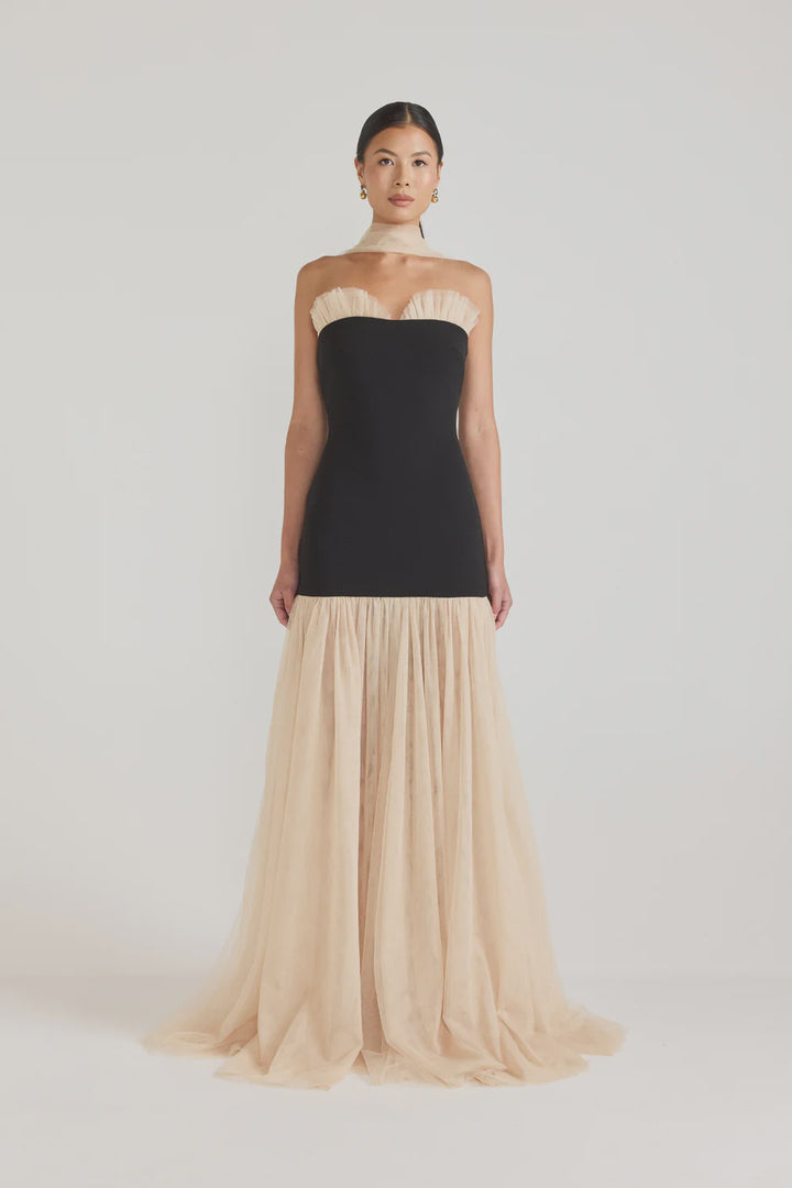 Beverly Gown - Black / Champagne Beige