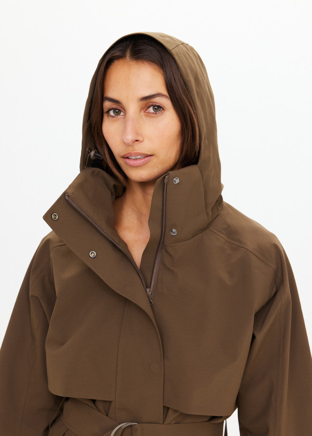 James Hooded Trench Coat - Olive