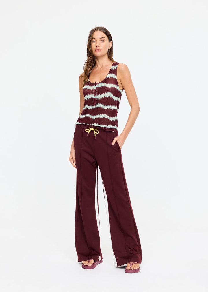 Marine Panelled Wide Leg Pant - Bordeaux
