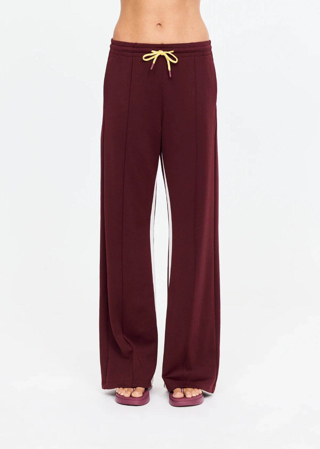 Marine Panelled Wide Leg Pant - Bordeaux
