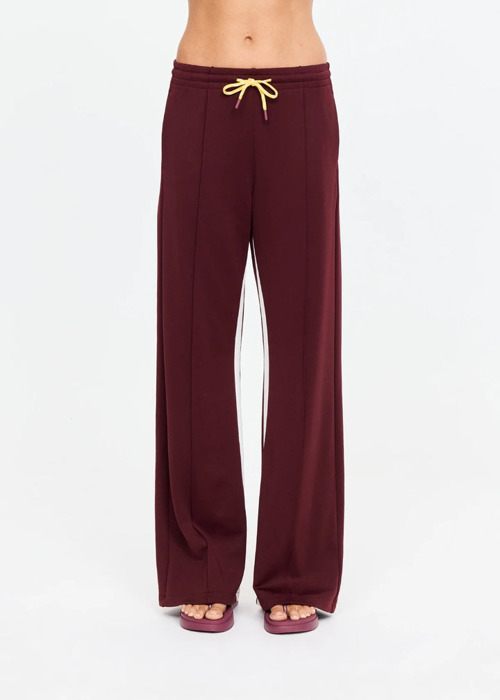 Marine Panelled Wide Leg Pant - Bordeaux
