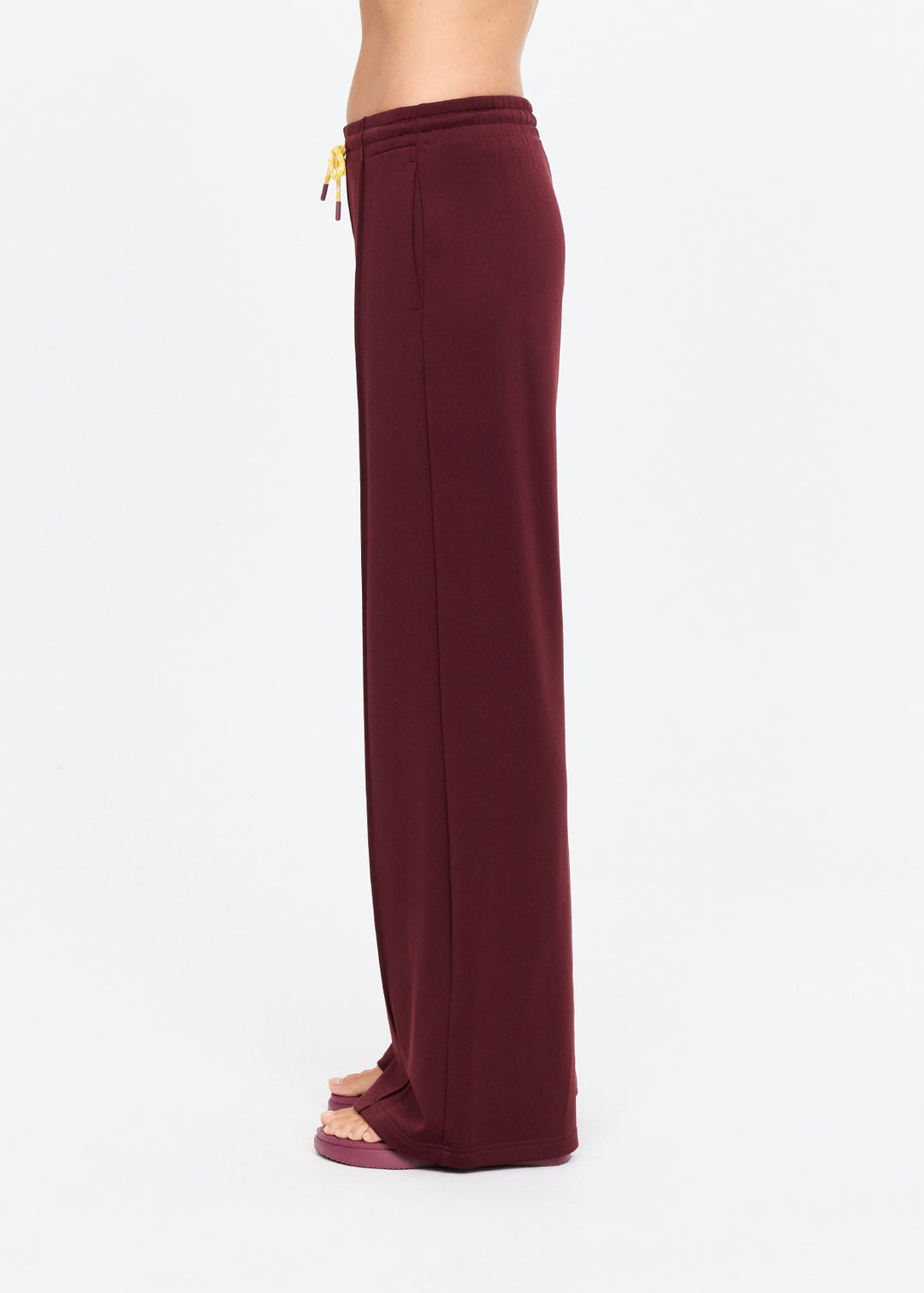 Marine Panelled Wide Leg Pant - Bordeaux